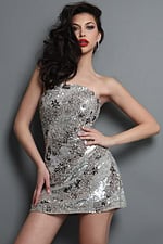 star sequin strapless bodycon mini dress