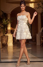 Elegant ivory dress with a structured fit and a romantic garden aesthetic, highlighting a multi-dimensional fabric texture.