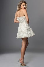 3d floral appliqué strapless mini dress