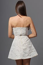 strapless rose appliqué mini dress