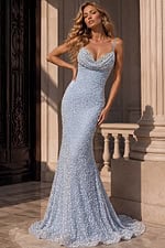Sequin Mermaid Gown with Open Back 52670 - Image 3