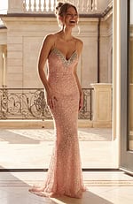 Blush Pink Beaded Mermaid Prom Dress 52671 - Image 6
