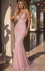 pink v neckline sequin prom dress 52671