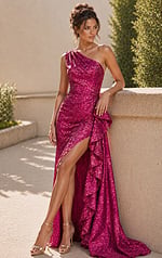 Fitted metallic formal evening dress