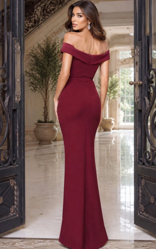 off shoulder burgundy mermaid dress 52800