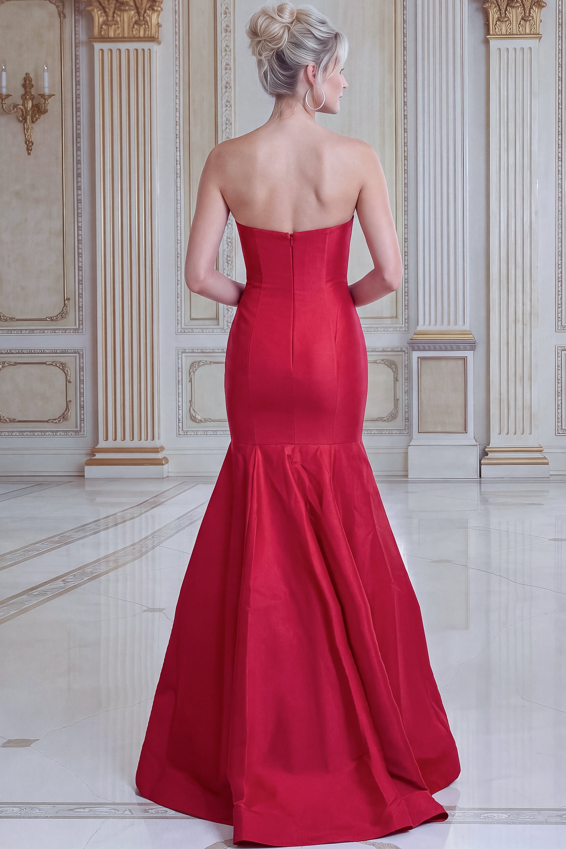 back of strapless mermaid dress 53140
