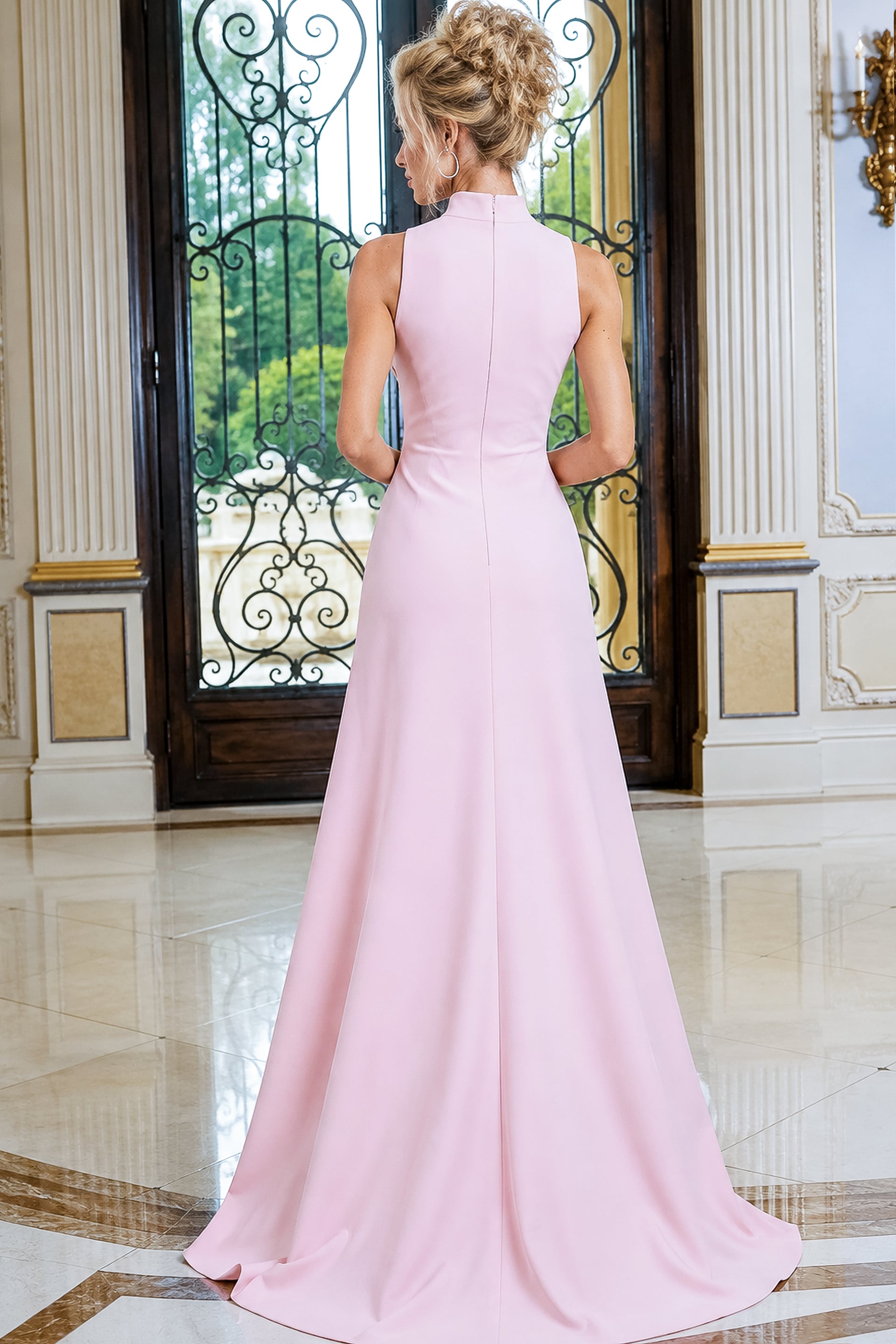 pink strapless ruched bodice dress 53166