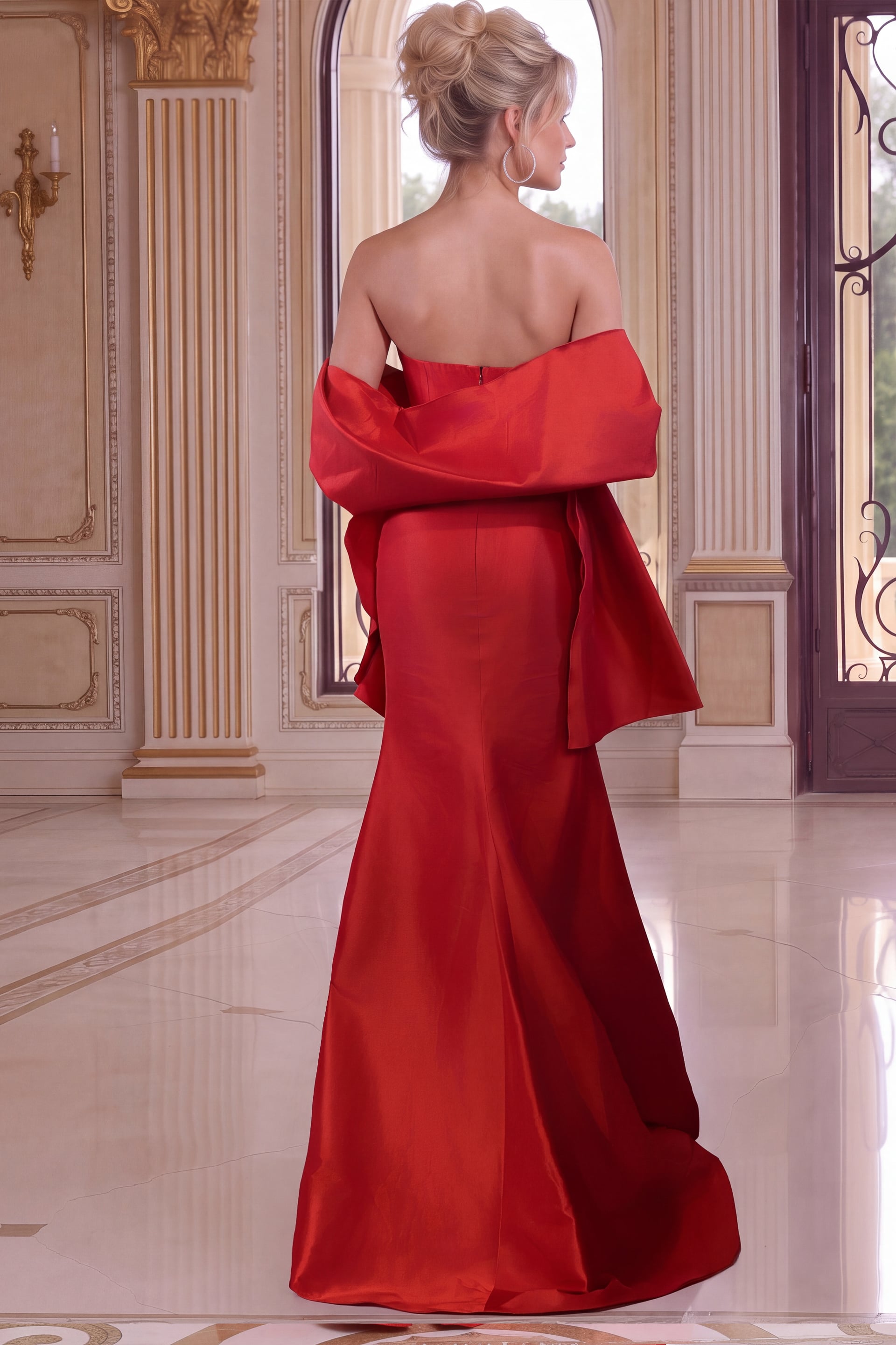 ruffled strapless evening dress 53285