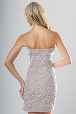 back view of cafe diamond beaded strapless fitted short homecoming dress with straight neckline, Jovani style 53289