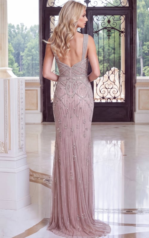 open back embellished sheath dress 53301