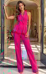 a-line formal dress front view with fitted bodice and airy volume