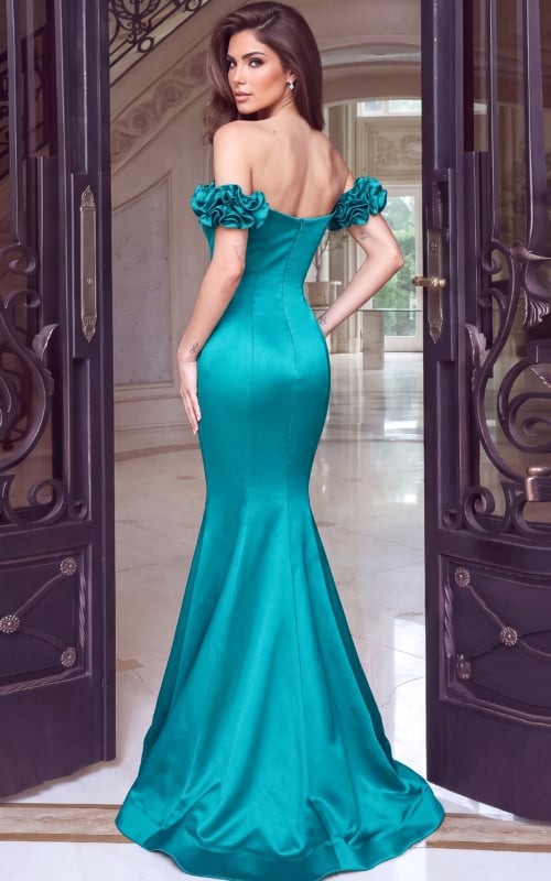 off the shoulder ruffled neck dress 53638