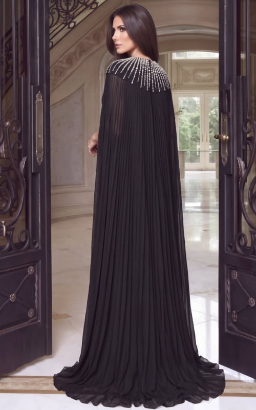 black Jovani 53893 Back, sparkling shoulder accents