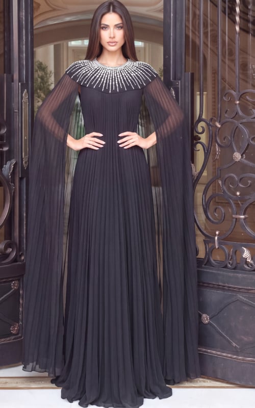 black cape beaded dress 53893