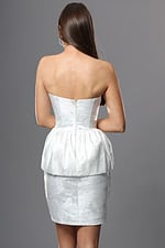 floral jacquard strapless peplum mini dress