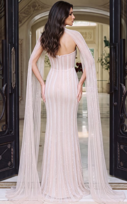 back of embellished sheath open back dress 54079