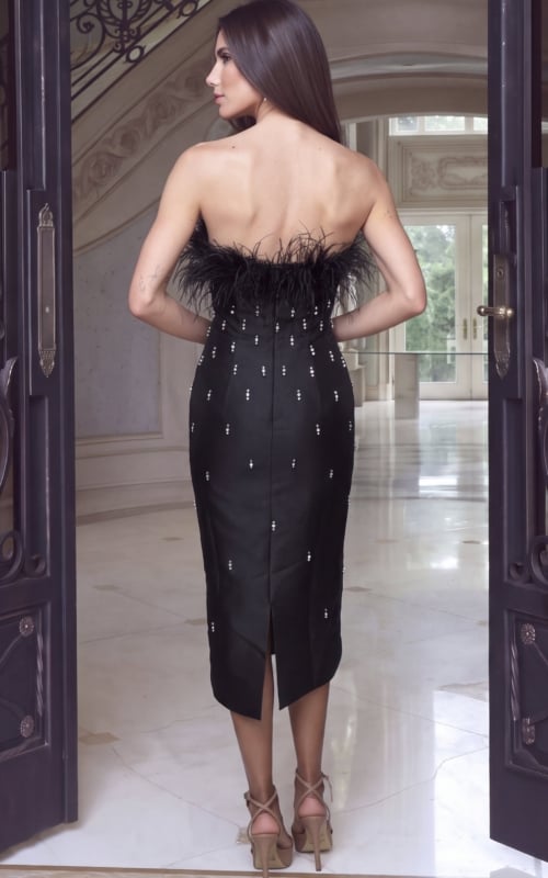 black Jovani 54233 Back, feathered top