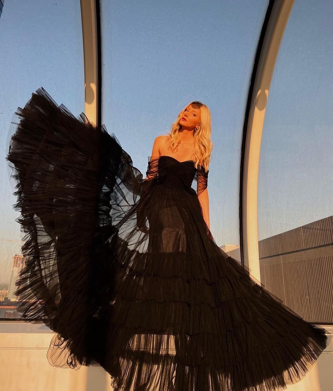 Black Layered Skirt Jovani Dress