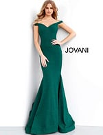 Model wearing Jovani 55187 hunter green dress