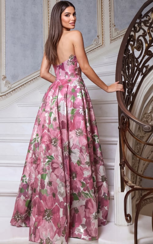 back of floral a line dress 55284