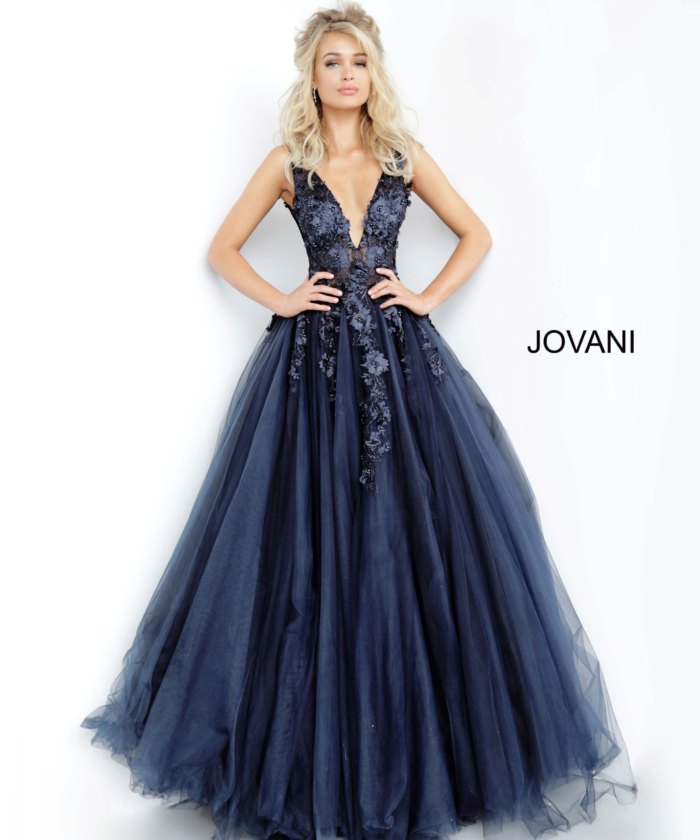 Jovani 55634 Red Floral Appliques Dress 2023
