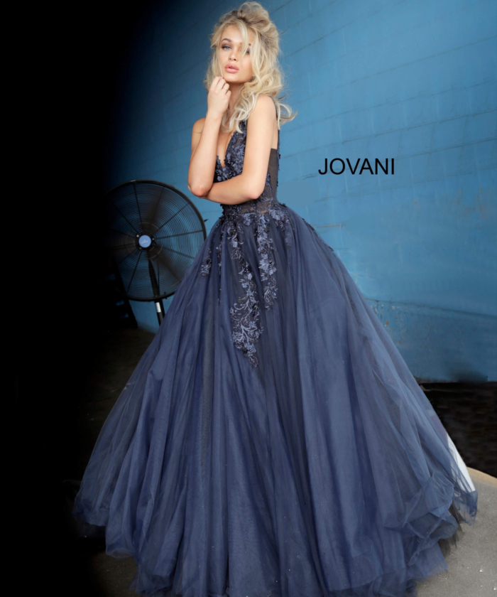 Jovani 55634 Red Floral Appliques Dress 2023