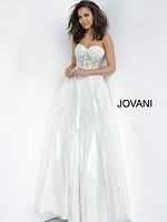 Jovani 55796 ivory dress with elegant design and intricate beading.
