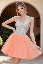 Strapless Sequin Bodice Tulle Skirt Cocktail Dress 58470 - Image 3