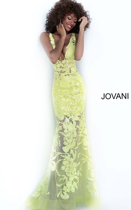 Model wearing Jovani 60283 Pink V Neck Sexy Prom Dress