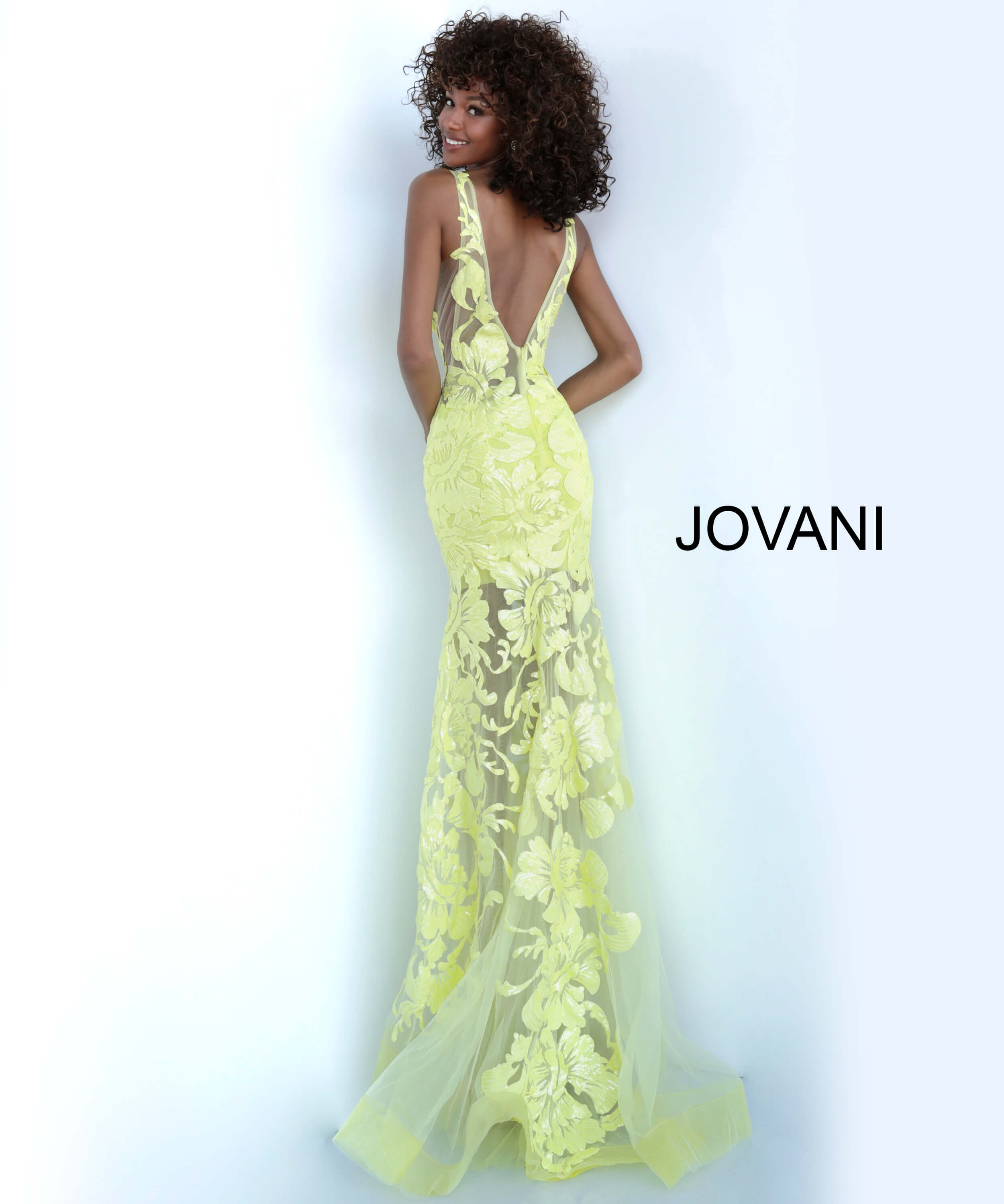 Model wearing Jovani 60283 Pink V Neck Sexy Prom Dress