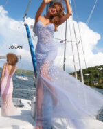 【SHALOM】FANCY PURO TOP Light Pink V Neckline Empire Waist Dress 26248 | Jovani