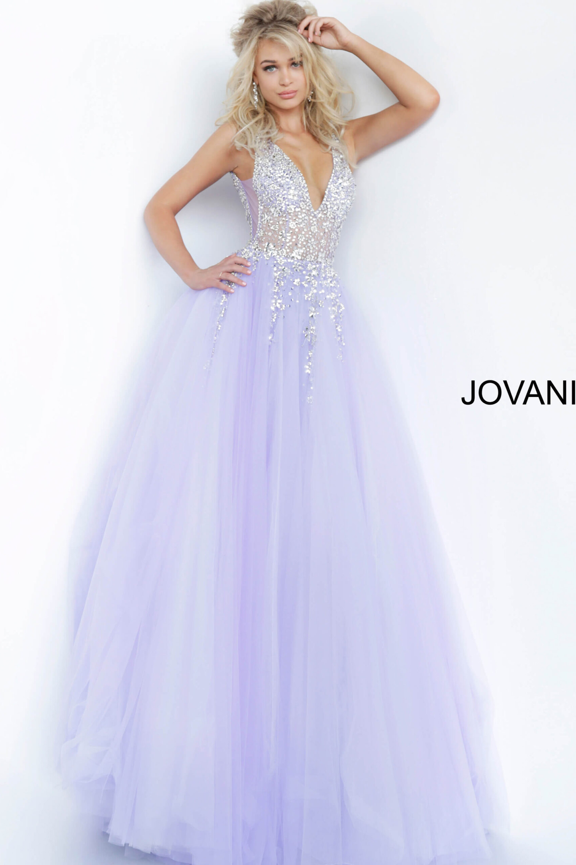 65379-tulle lilac beaded ball gown 65379