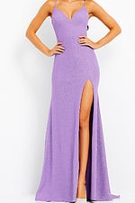 glitter high slit dress in lilac 8400