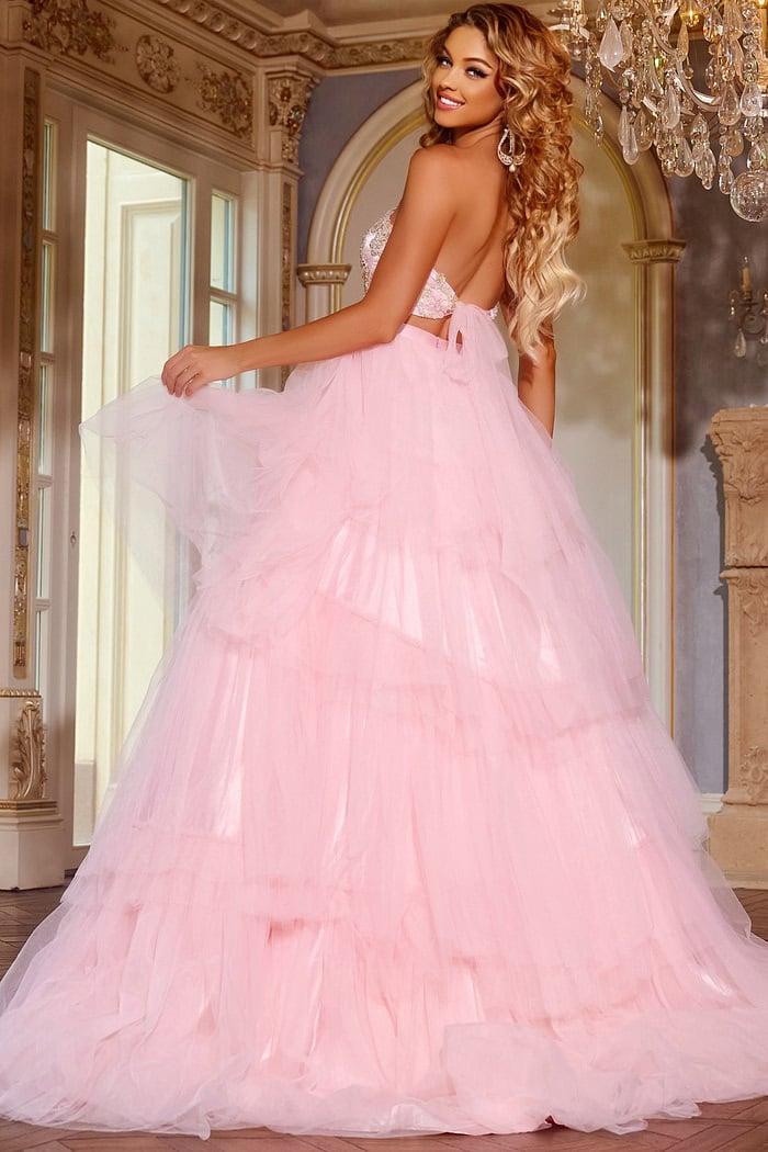 pink ball gown wedding dress Strapless Blush Dresses Organza Ruffle Wedding AWD1280 Inspired by Regency elegance yet suited for modern occasions Sweetheart 3D Applique Pink Ball