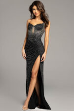 fitted black and silver dress D5411