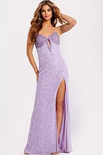 high slit sweetheart neckline beaded dress D5600