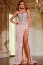 パーティードレス Beaded High Low Gown Strapless Sweetheart Long Prom Dress with Beads