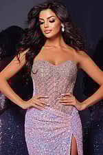 purple beaded dress D5742