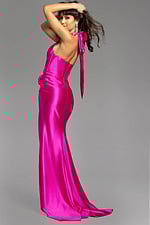halter neck fuchsia dress D5814