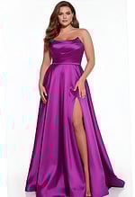 strapless high slit dress D5822
