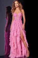 3D Floral Applique Ruffled Gown D5993 | Jovani