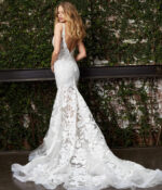 Back view of Jovani JB04192 white gown showing open back design