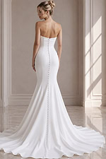 ivory satin strapless fit and flare wedding dress with sweetheart neckline and sweep train, front view, Jovani Bridal style JB06912