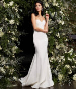 Front view of Jovani JB06912 ivory mermaid dress with sweetheart neckline.