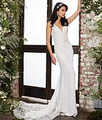Model wearing Jovani JB06928 with elegant ivory lace.
