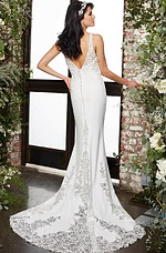 Back view of Jovani JB06928 with lace detailing on the train.