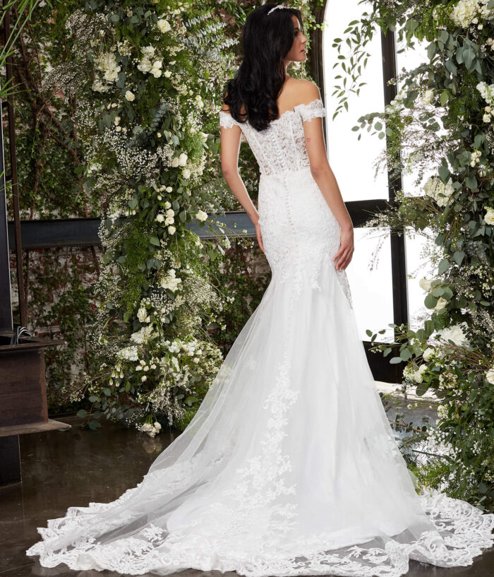 Back view of Jovani JB07161 ivory dress with lace details