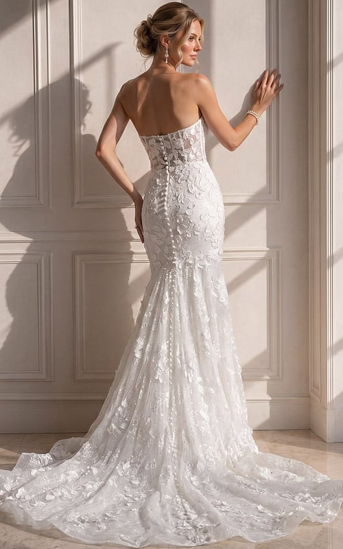 ivory 3D floral lace fitted mermaid wedding dress with sweetheart neckline and sheer lace cape sleeves, front view, Jovani Bridal style JB07583