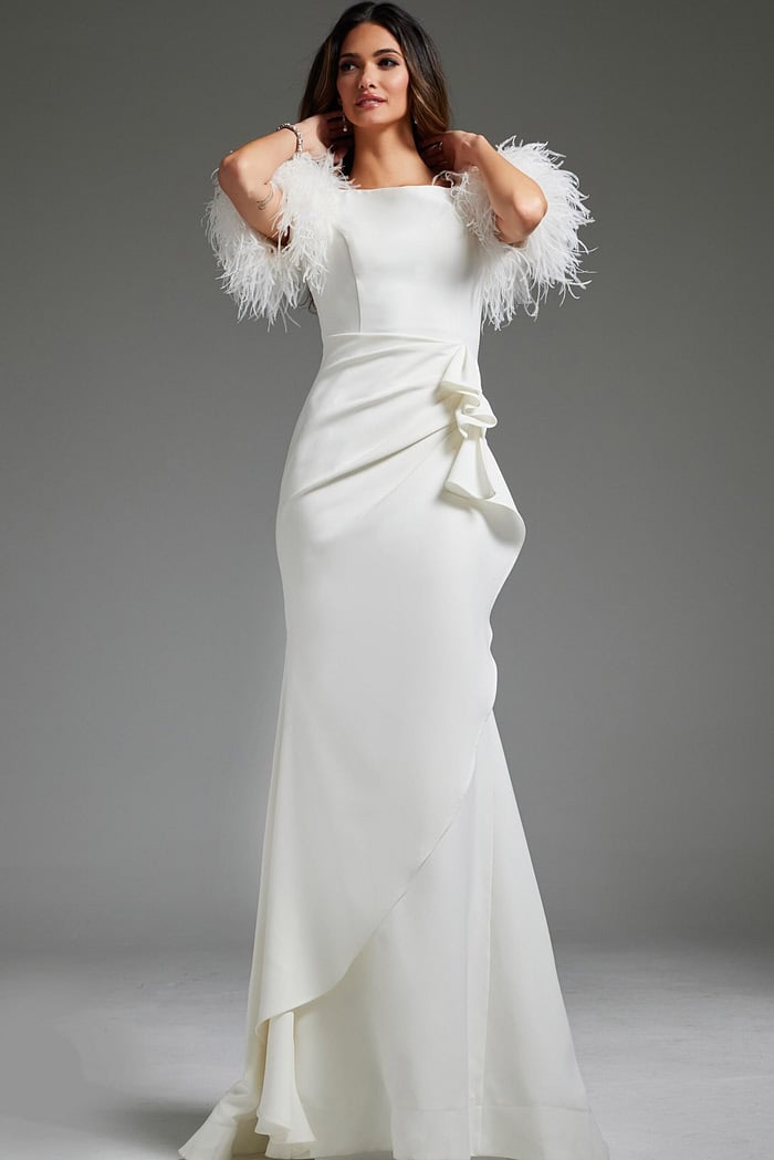 elegant white formal dresses with sleeves STACEY Formal Dress