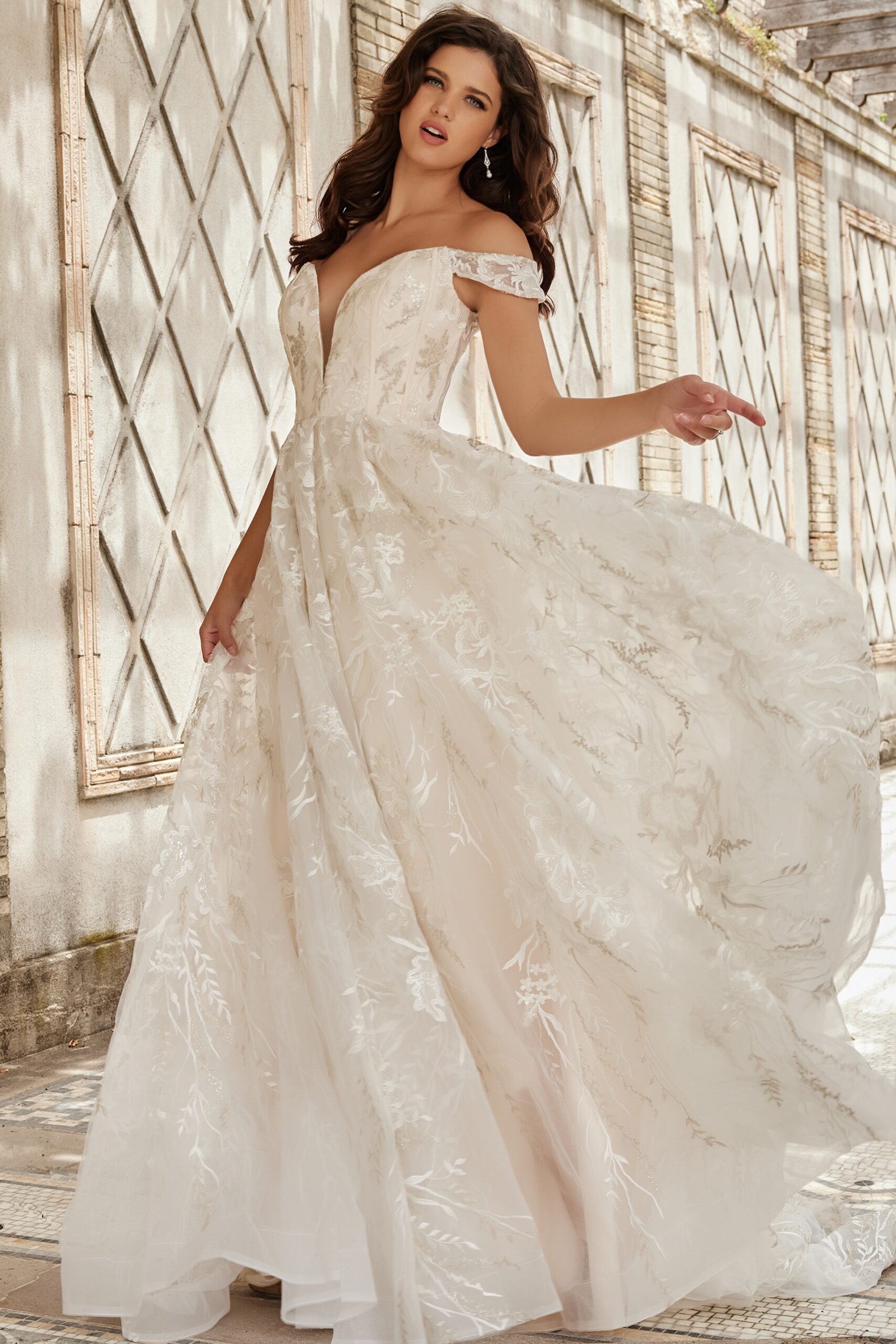 Acka sheer shoulder dress （ivory） 即購入可 Zapaka Women Simple Ivory Boho Wedding Dress with Slit One